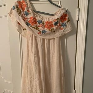 Embroidered off the shoulder dress